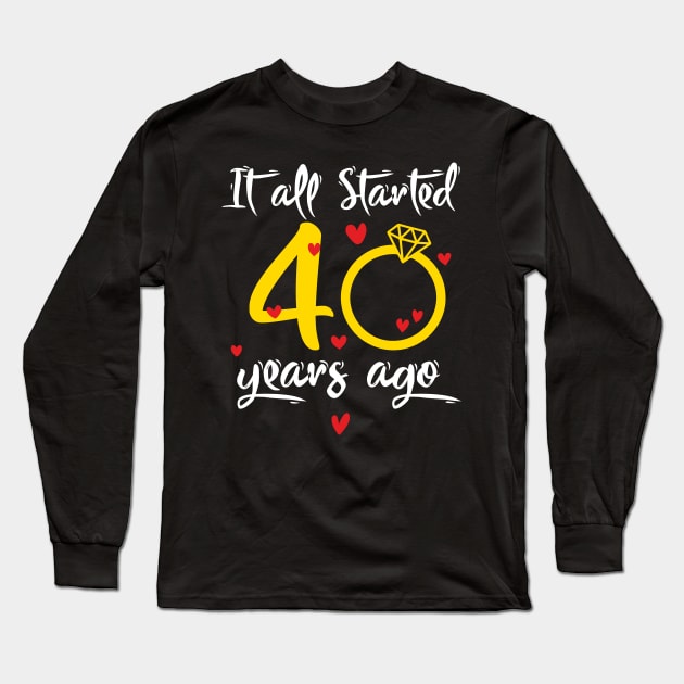 Wedding Anniversary 40 Years Together Golden Family Marriage Gift For Husband And Wife Long Sleeve T-Shirt by truong-artist-C